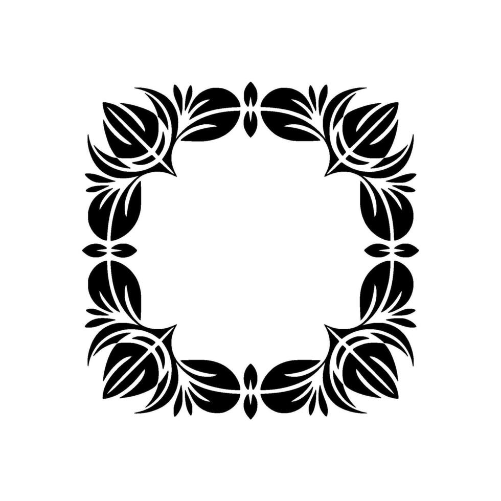 Intricate Floral Frame, Stylized Ornamentation, Minimalist vector