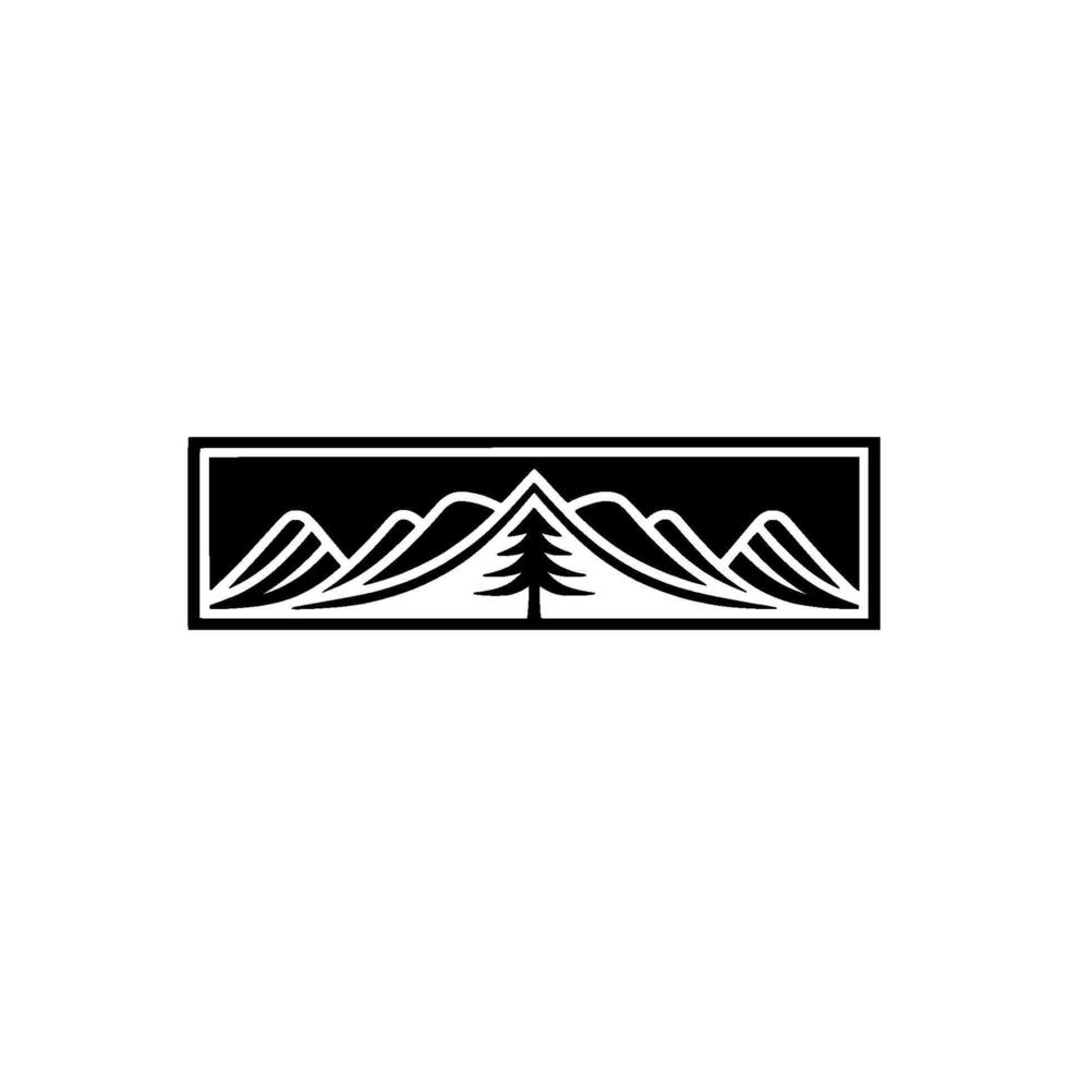 Mountain Silhouette Emblem, Rustic Wilderness Symbol vector