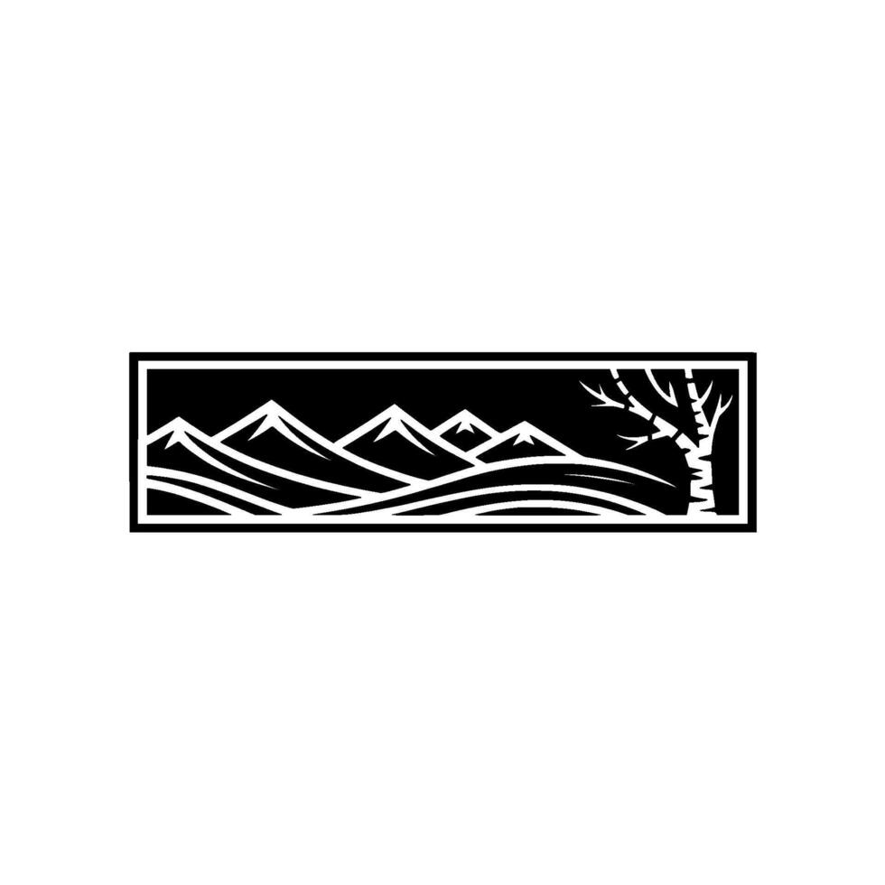 Serene Mountain Silhouette, Minimalist Landscape Emblem vector