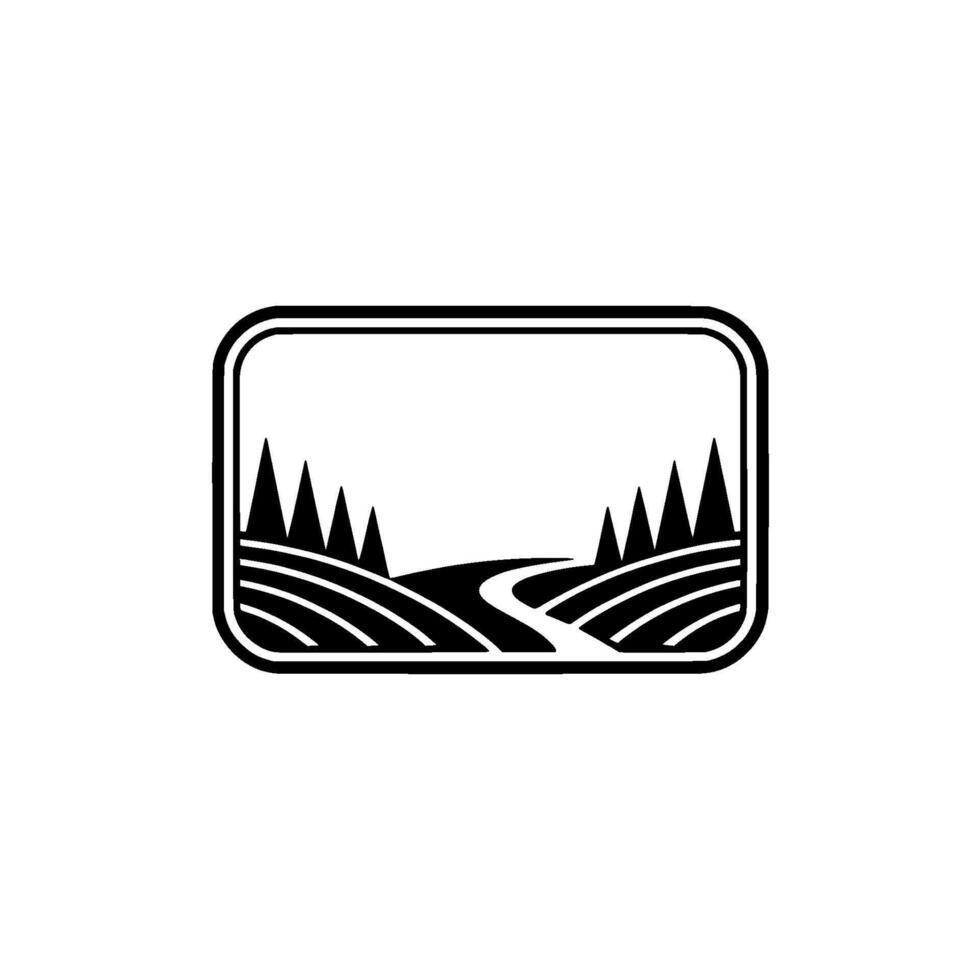 Scenic Landscape Emblem, Minimalist Mountain View vector