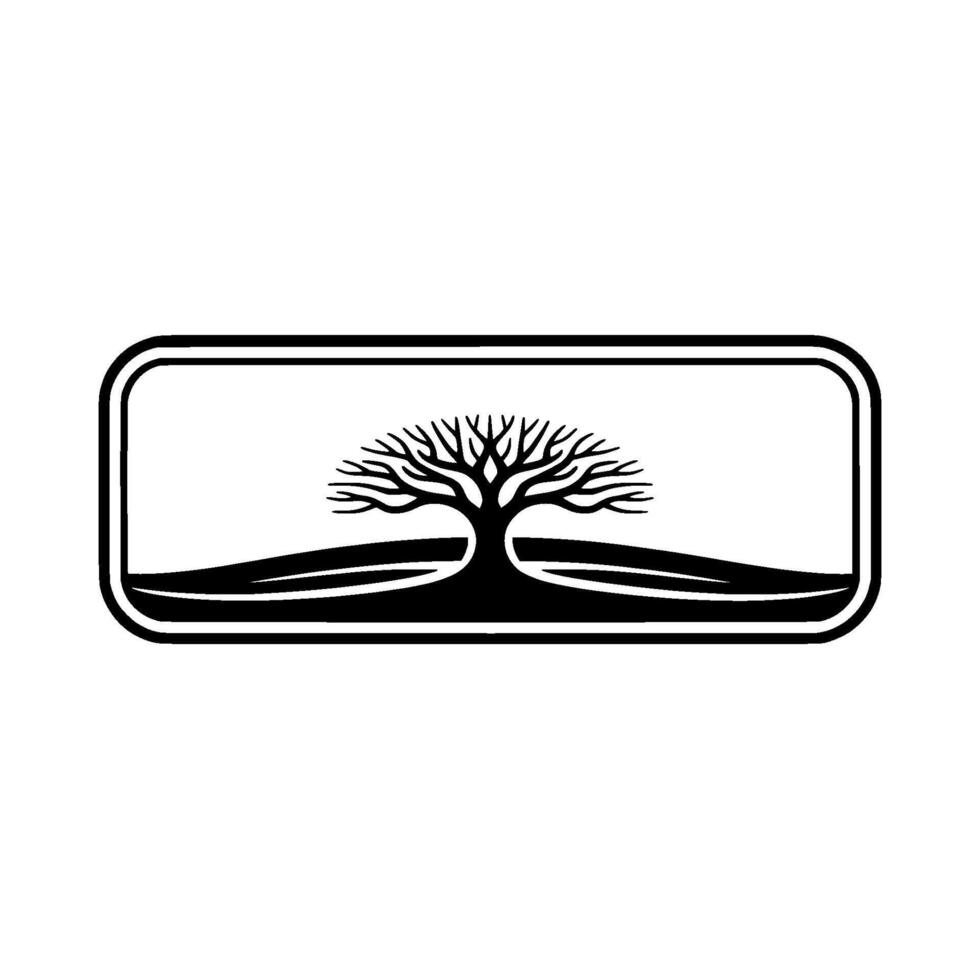 Emblematic Tree Silhouette, Minimalist Landscape vector