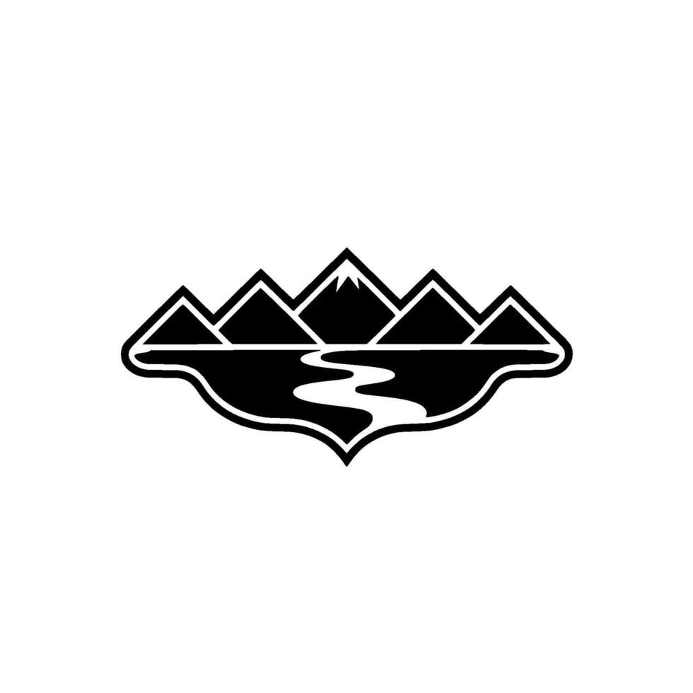 Mountain River Emblem - Minimalist Wilderness vector