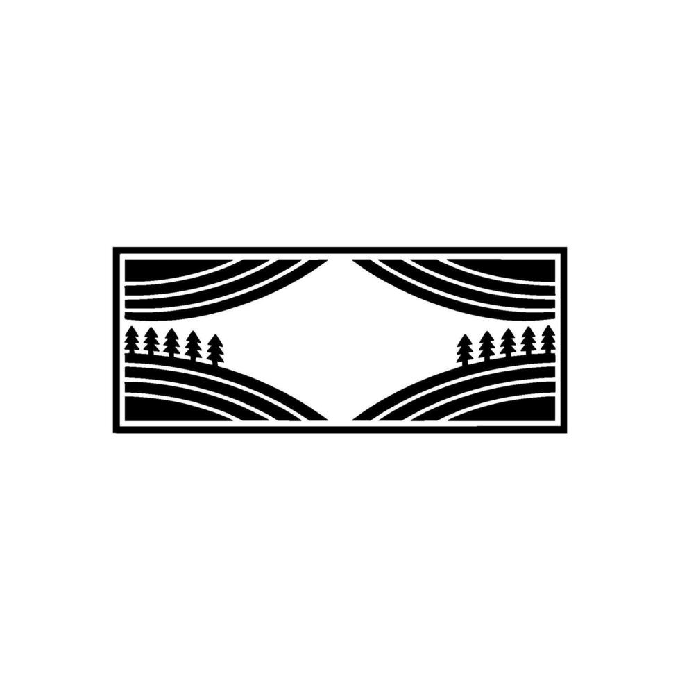 Minimalist Landscape Emblem, Serene Forest Silhouette vector