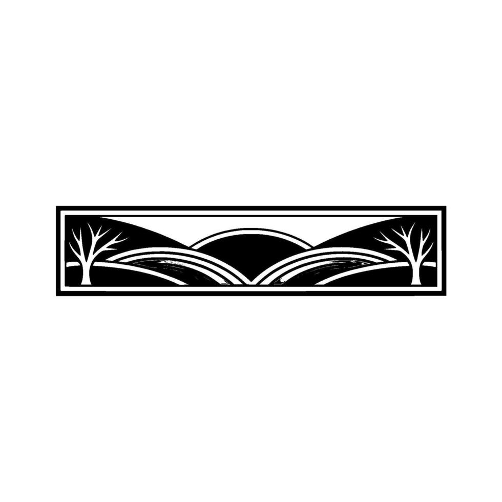 Stylized Landscape Emblem, Minimalist Horizon, Blackandwhite vector