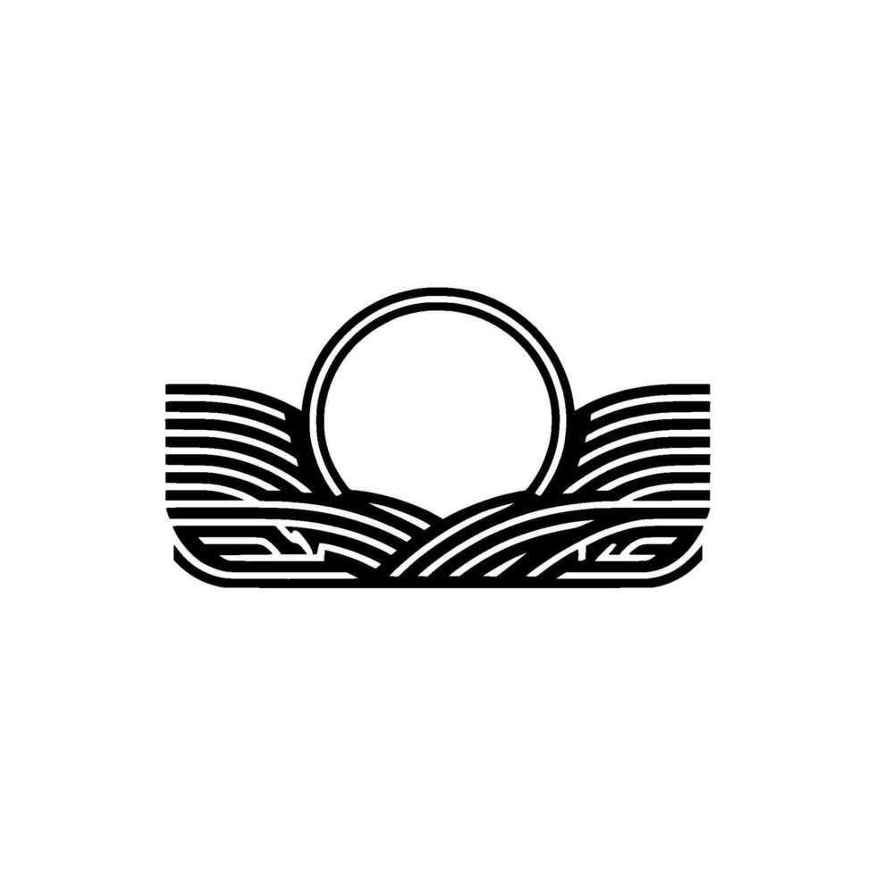 Minimalist Horizon Rising Sun Emblem vector
