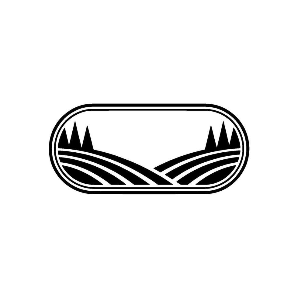 Minimalist Landscape Emblem, Rural Serenity, Oval vector