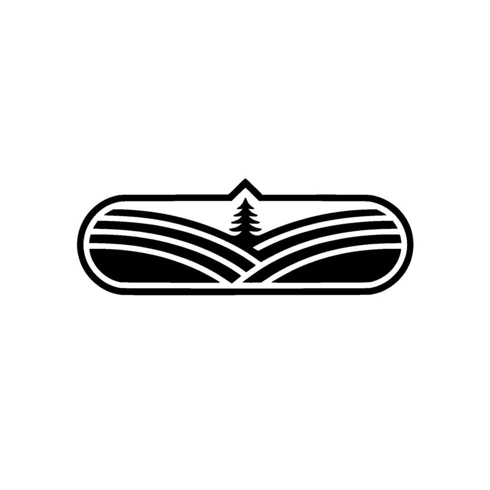 Minimalist Landscape Emblem, Rustic Mountain Silhouette vector