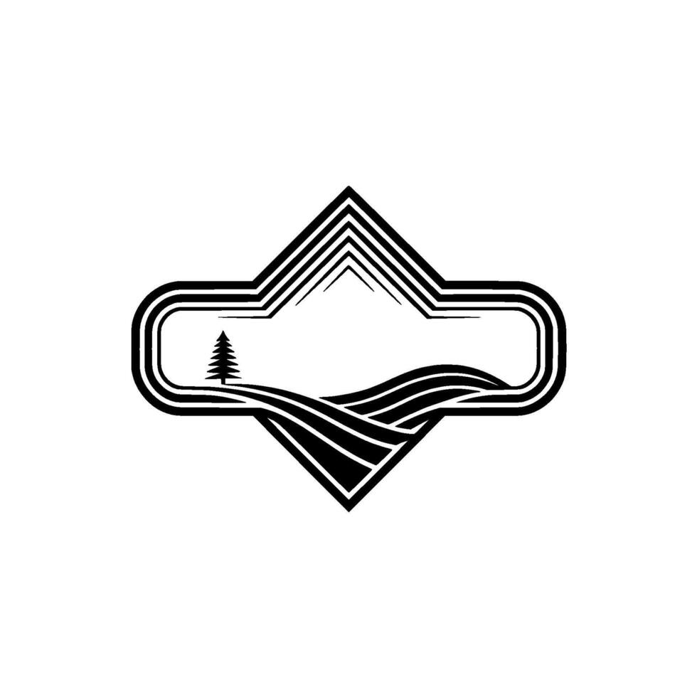 Minimalist Mountain Landscape Emblem, Adventure Nature vector