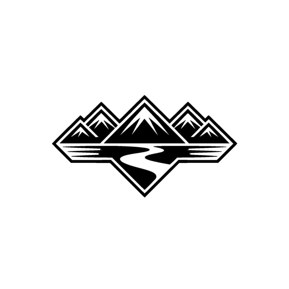 Mountain Silhouette Emblem, Adventure Serenity vector