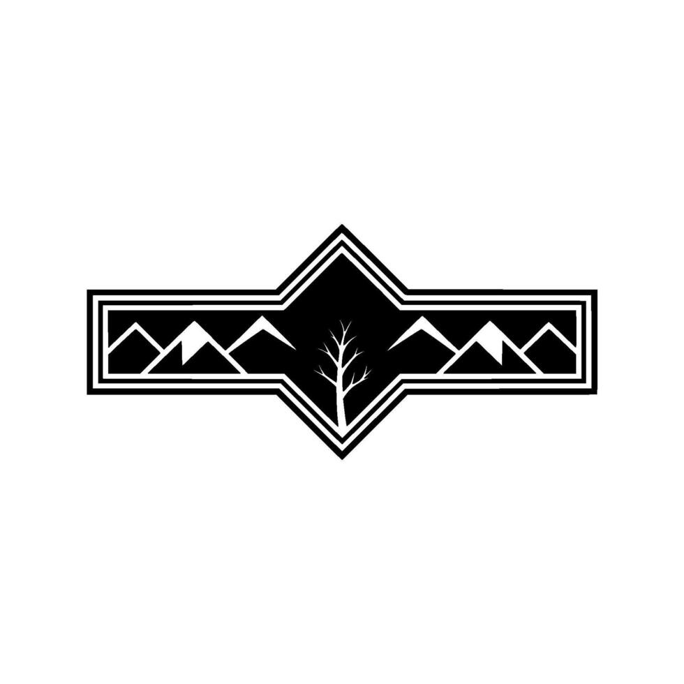 Geometric Mountain Emblem, Wilderness Symbol vector