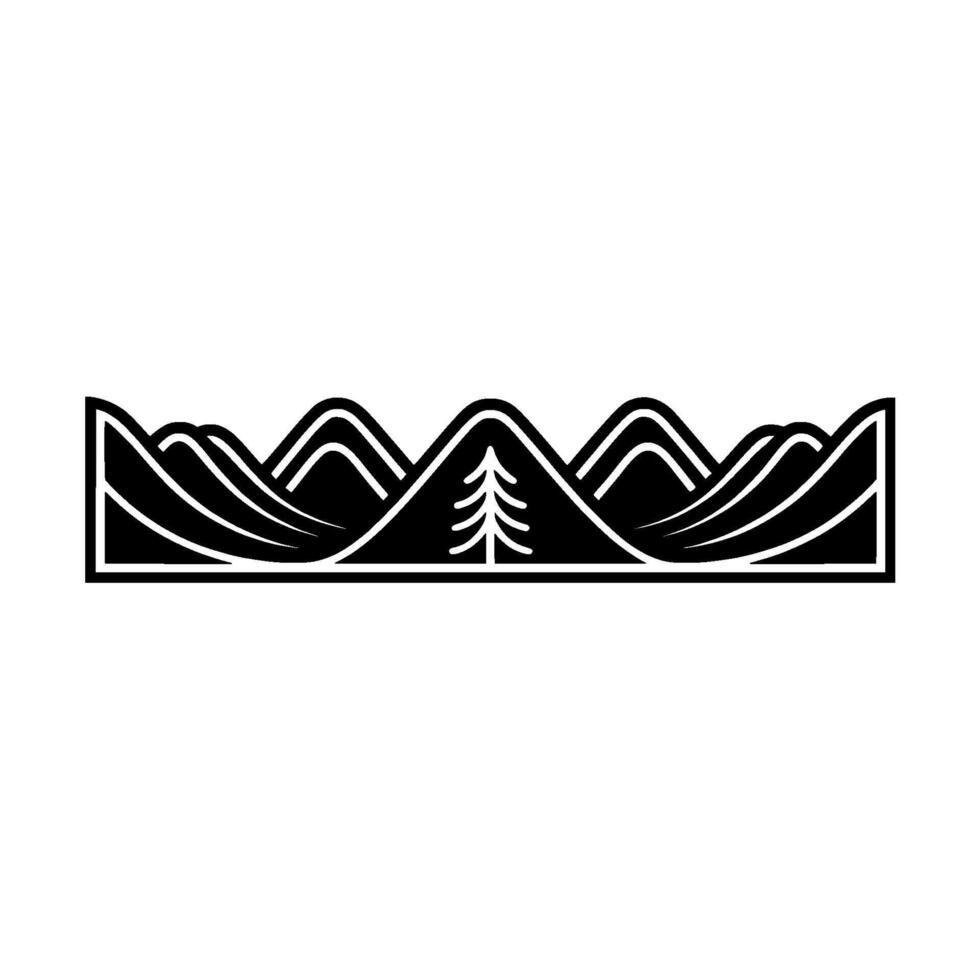 Minimalist Mountain Range Emblem, Natural Landscape vector