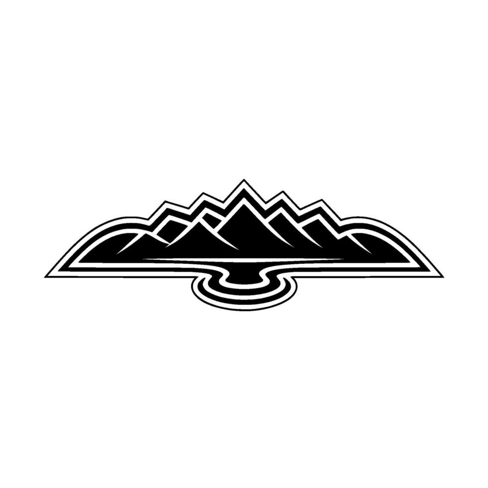 Mountain Silhouette Crest, Minimalist Landscape Emblem vector