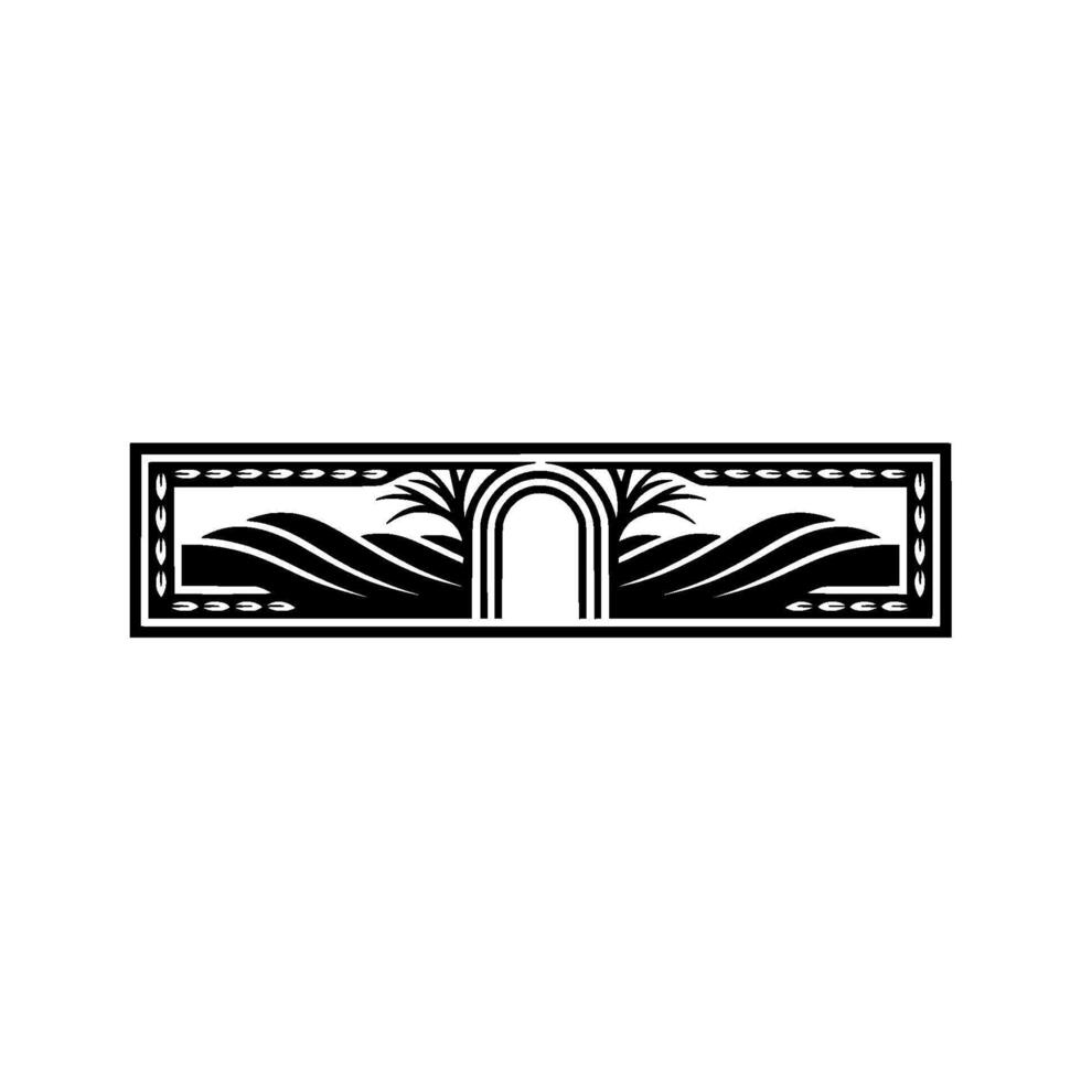 Stylized Desert Gateway, Minimalist Landscape Emblem vector