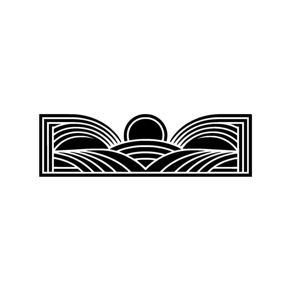 Geometric Horizon Stylized Landscape Emblem, Minimalist vector