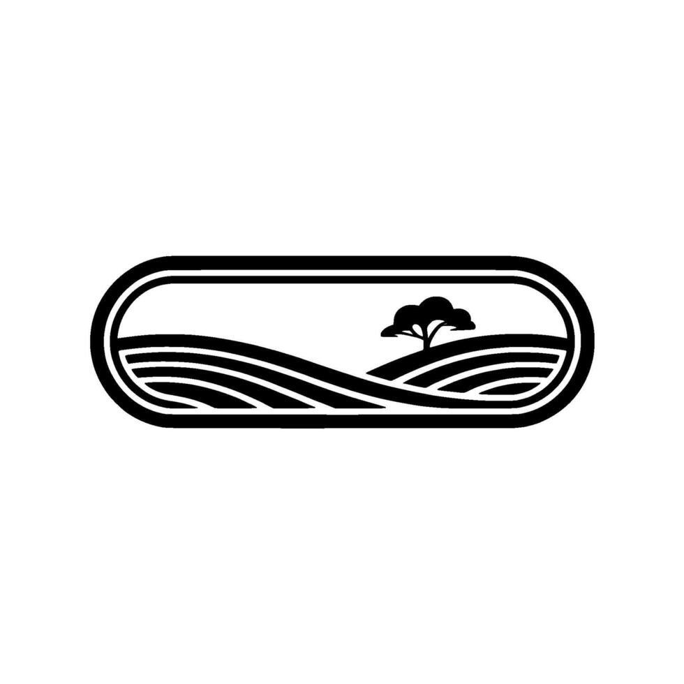 Minimalist Landscape Emblem, Rural Serenity - Oval vector