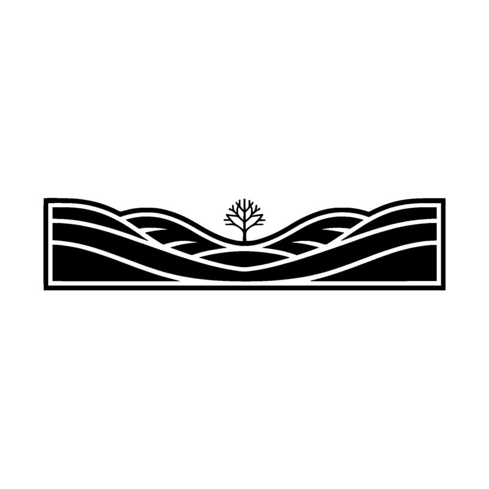 Minimalist Landscape Emblem Tree of Life Silhouette vector