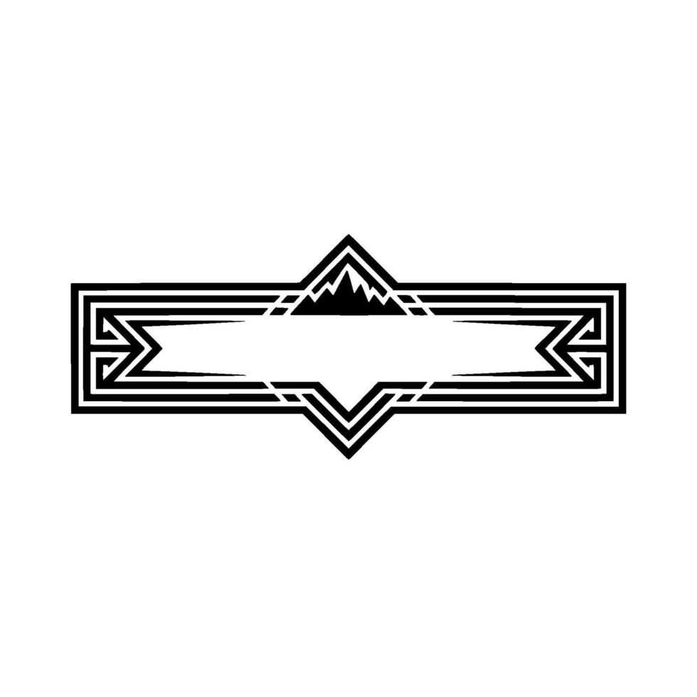 Art Deco Mountain Crest Border, Vintage Elegance vector