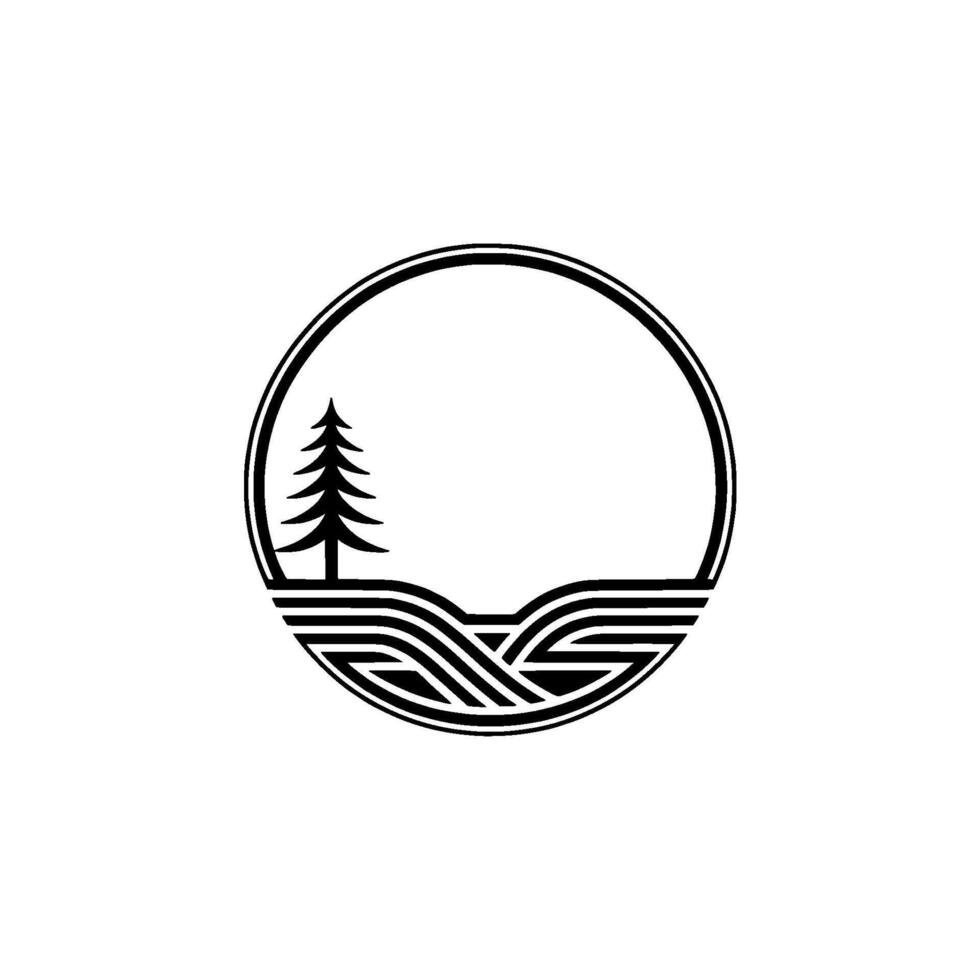 Minimalist Mountain Silhouette, Evergreen Tranquility vector