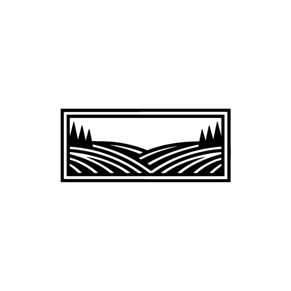 Minimalist Landscape Emblem, Serene Horizon, Rustic Charm vector