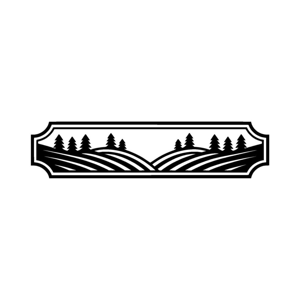 Serene Landscape Emblem, Rustic Mountain Silhouette vector