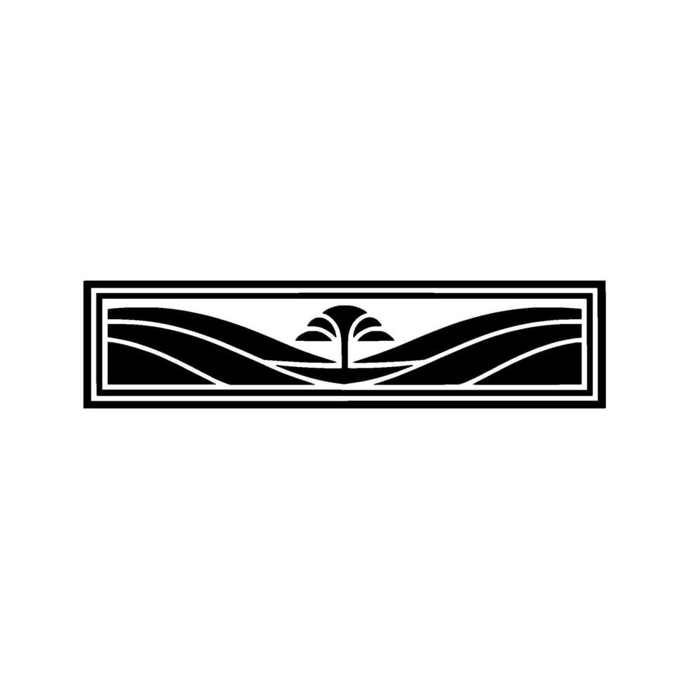 Stylized Landscape Emblem, Minimalist Horizon - Silhouette vector