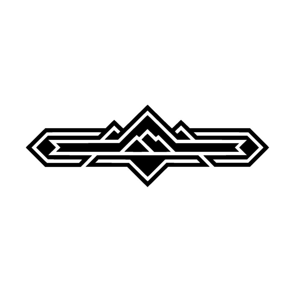Geometric Mountain Crest, Minimalist Emblem, Outline vector