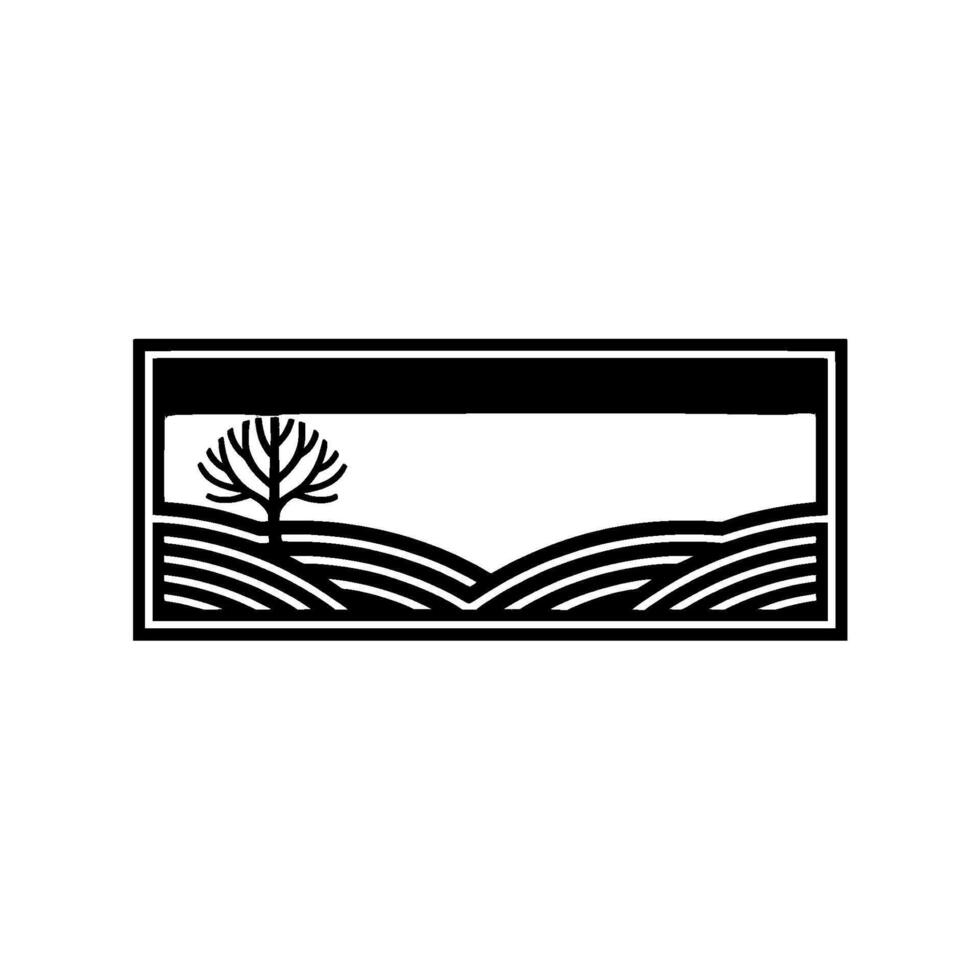 Minimalist Landscape Silhouette, Serene Horizon, Tree vector