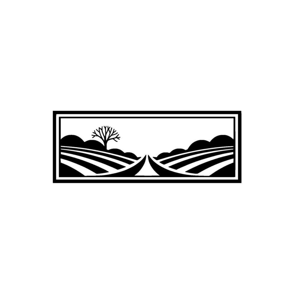 Minimalist Landscape Emblem, Serene Rural vector