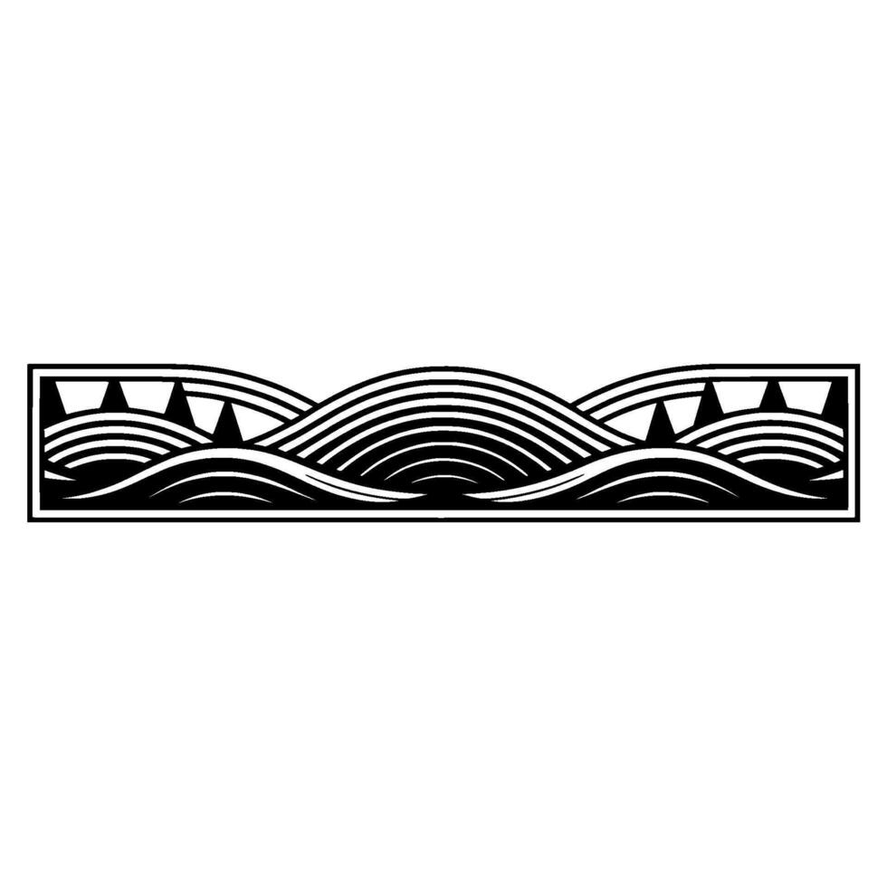Stylized Wave Border, Geometric Horizon, Minimalist vector