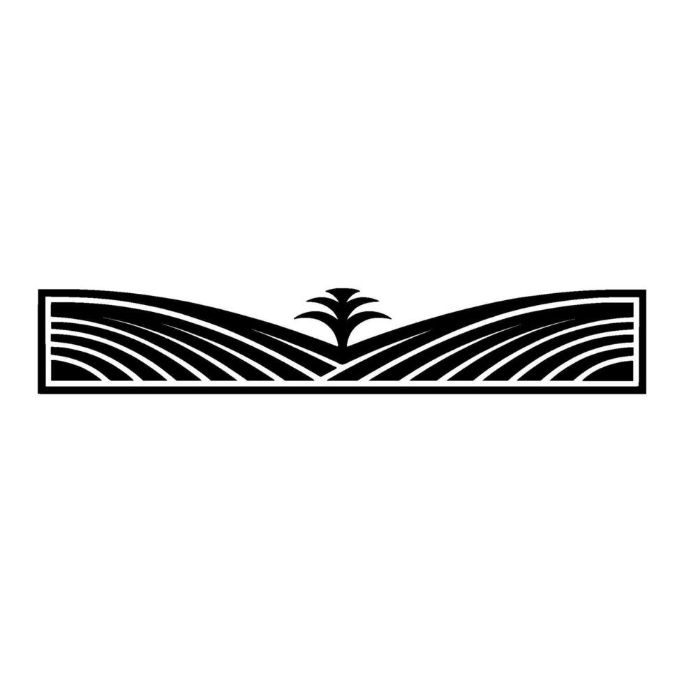 Stylized Landscape Emblem, Minimalist Horizon, Geometric vector