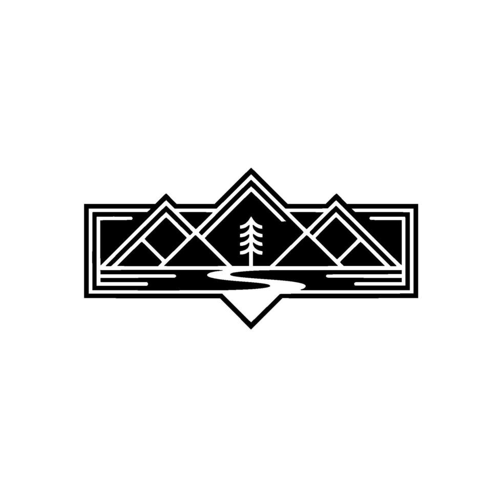 Geometric Mountainscape Emblem, Vintage Adventure vector