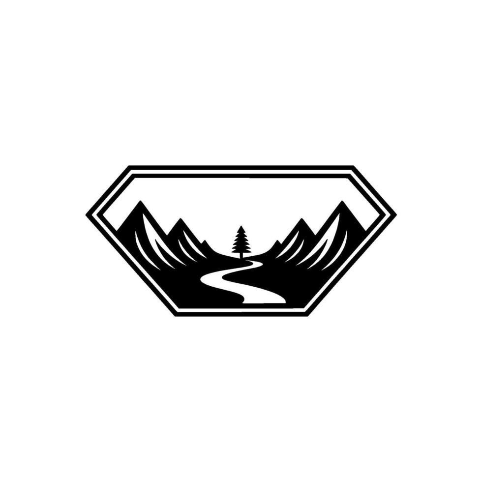 Geometric Mountainscape Tranquil Wilderness Emblem vector