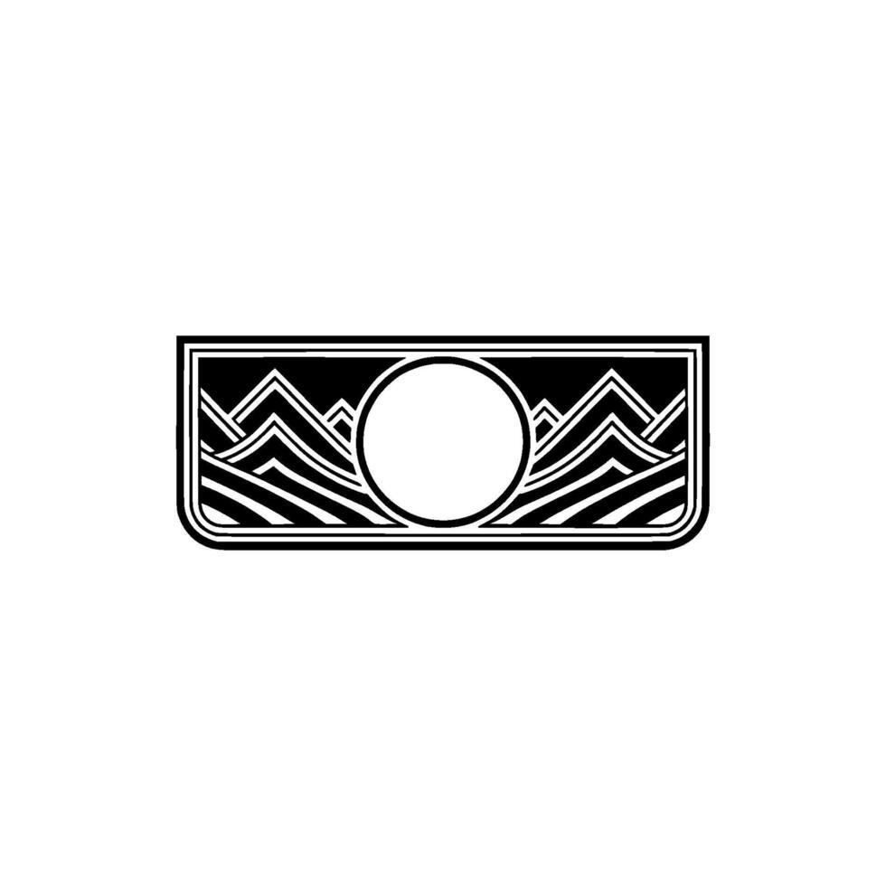 Geometric Wave Lunar Emblem - Vintage Style vector