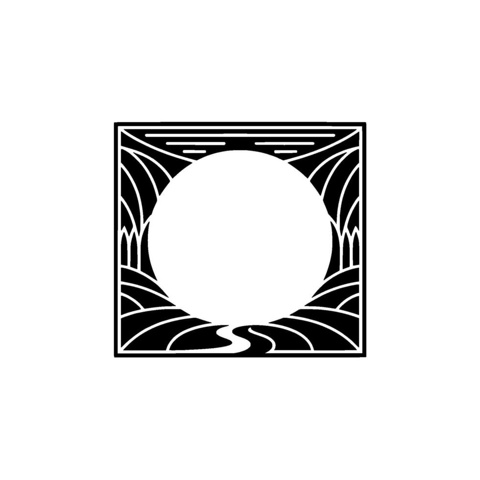 Geometric Horizon, Lunar Silhouette - Art Deco Inspired vector