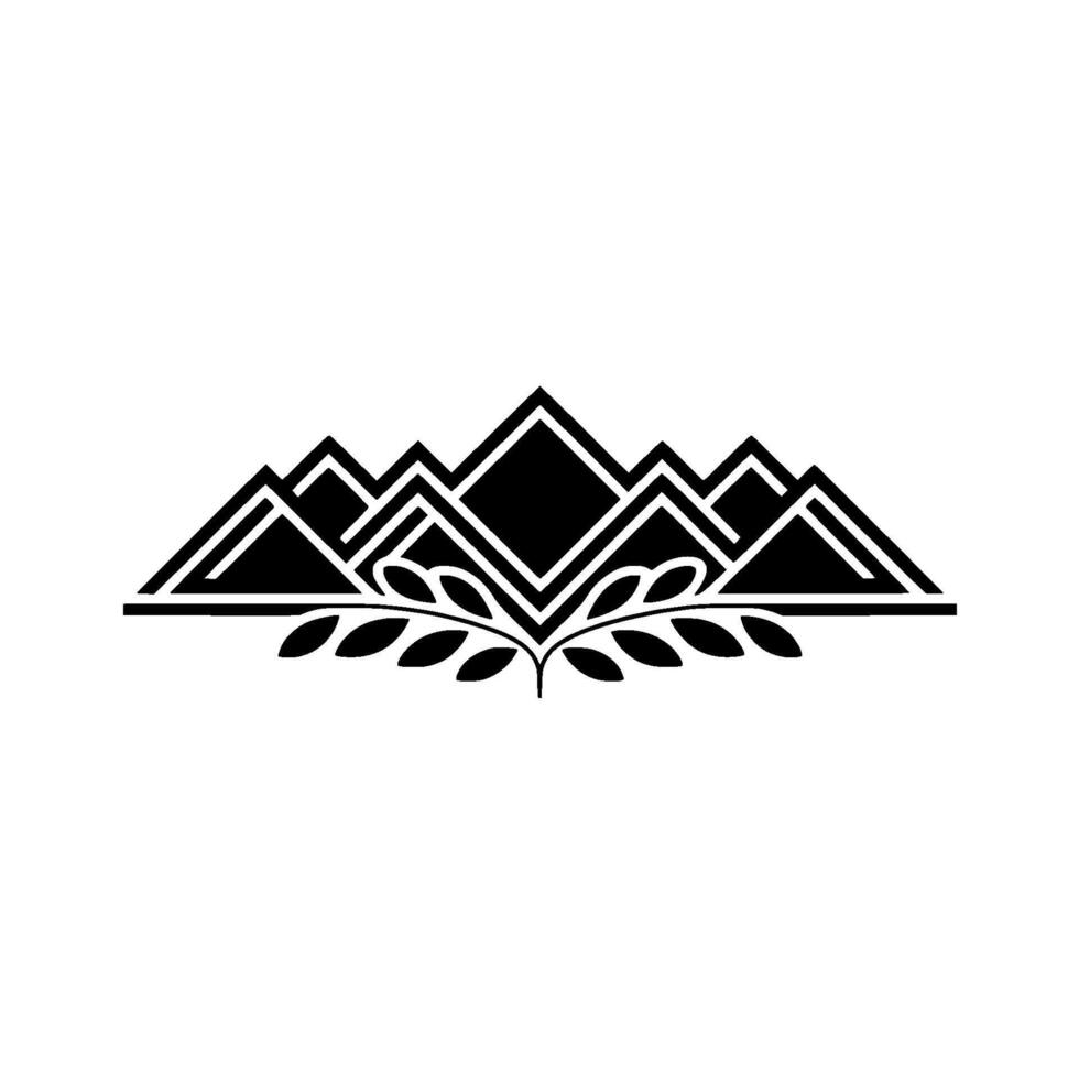 Geometric Mountain Laurel Wreath Emblem, Vintage Style vector