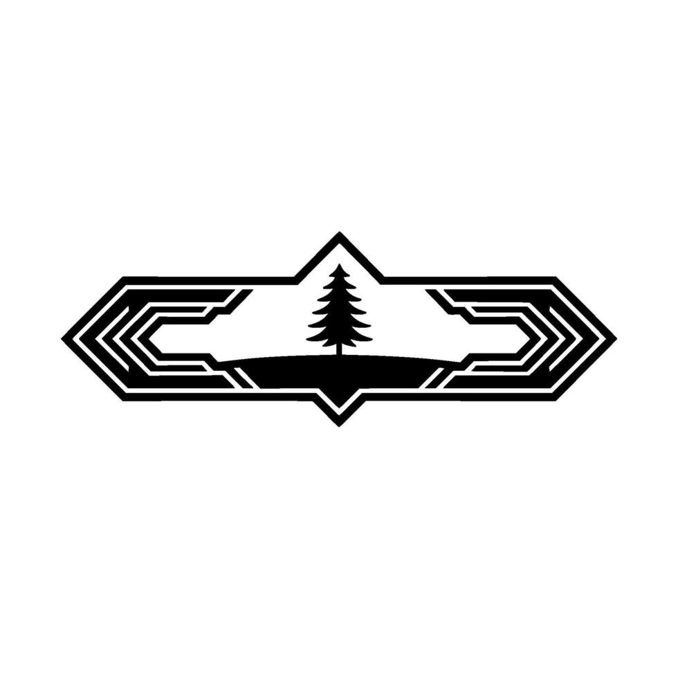 Geometric Wilderness Pine Silhouette Directional vector