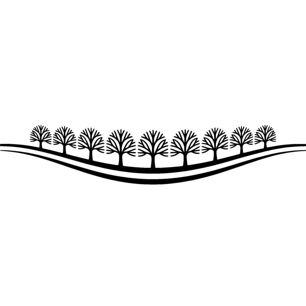 Minimalist Tree Line Silhouette, Serene Landscape vector