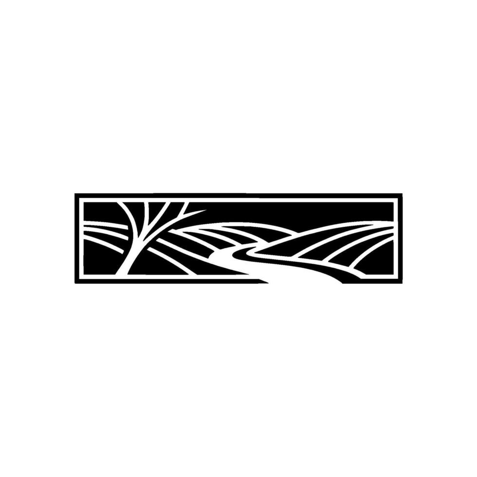 Stylized Landscape Emblem, Minimalist Nature vector
