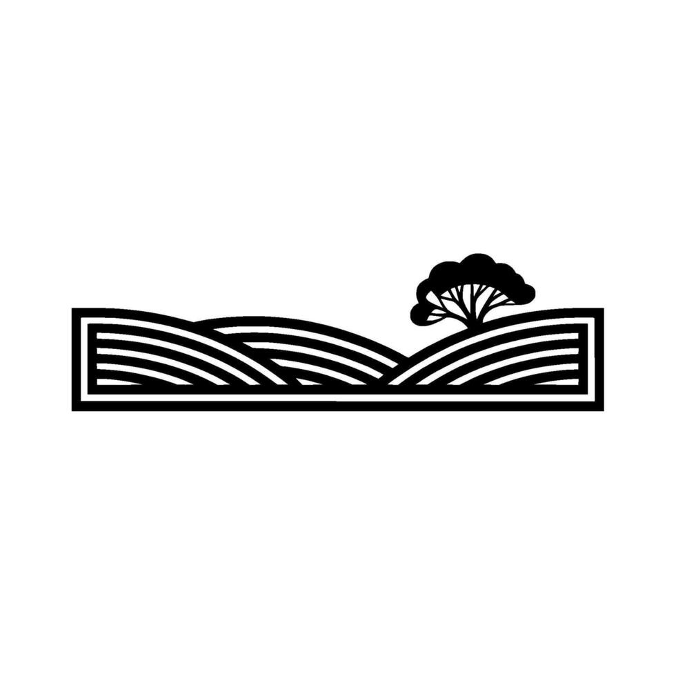 Minimalist Landscape Emblem, Rural Silhouette vector