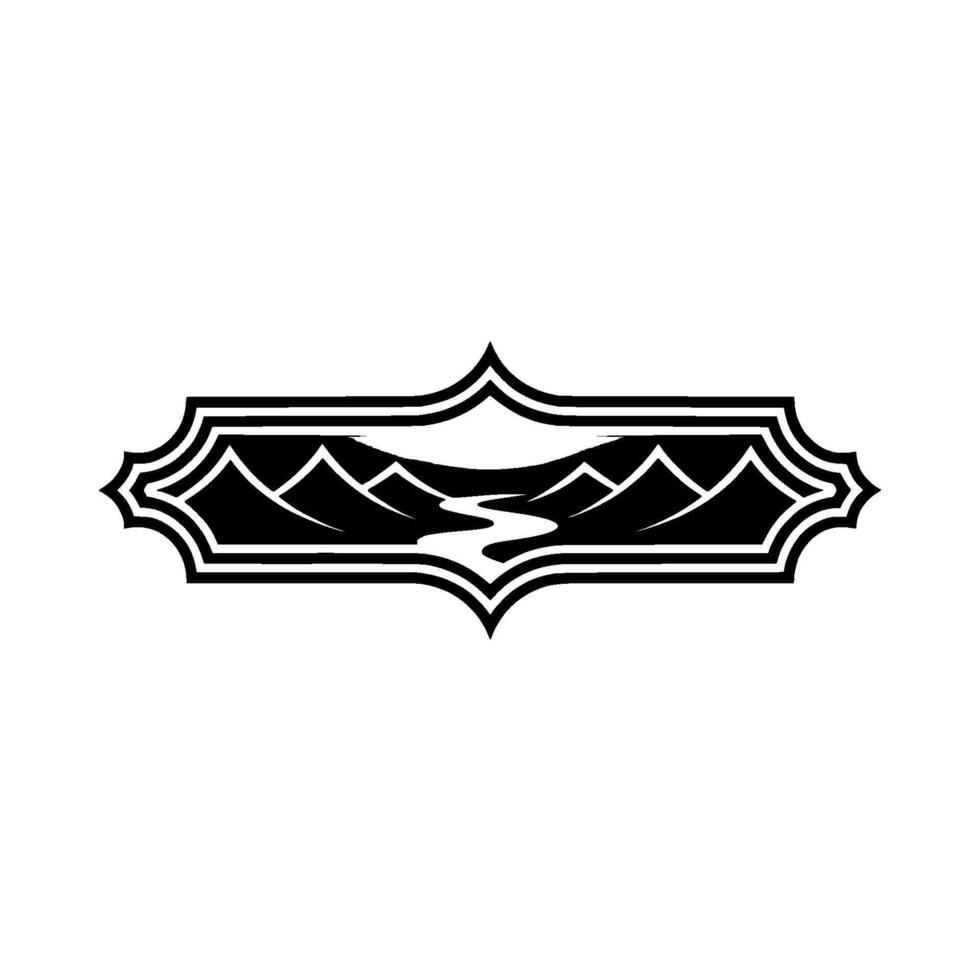 Dramatic Mountain Silhouette, Vintage Badge vector