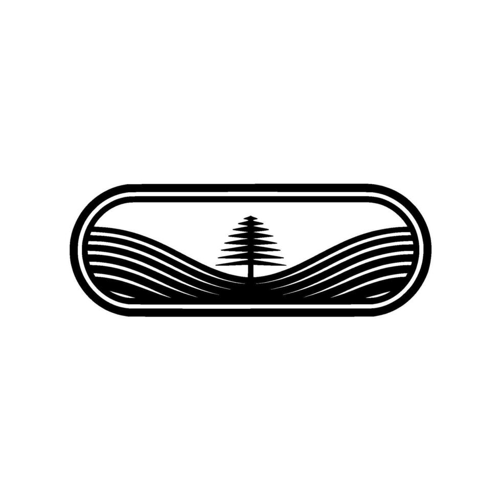 Minimalist Mountain Silhouette, Evergreen Tree Emblem vector