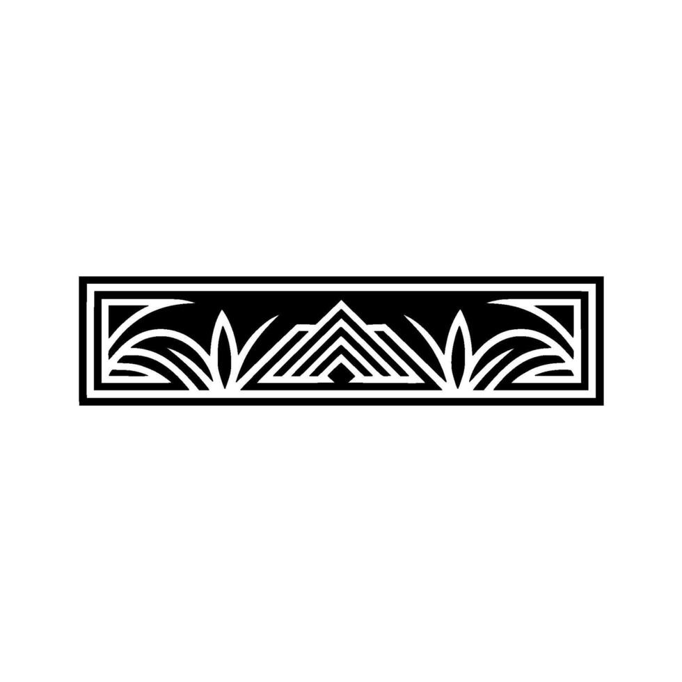 Geometric Botanical Border, Art Deco Style, Line vector