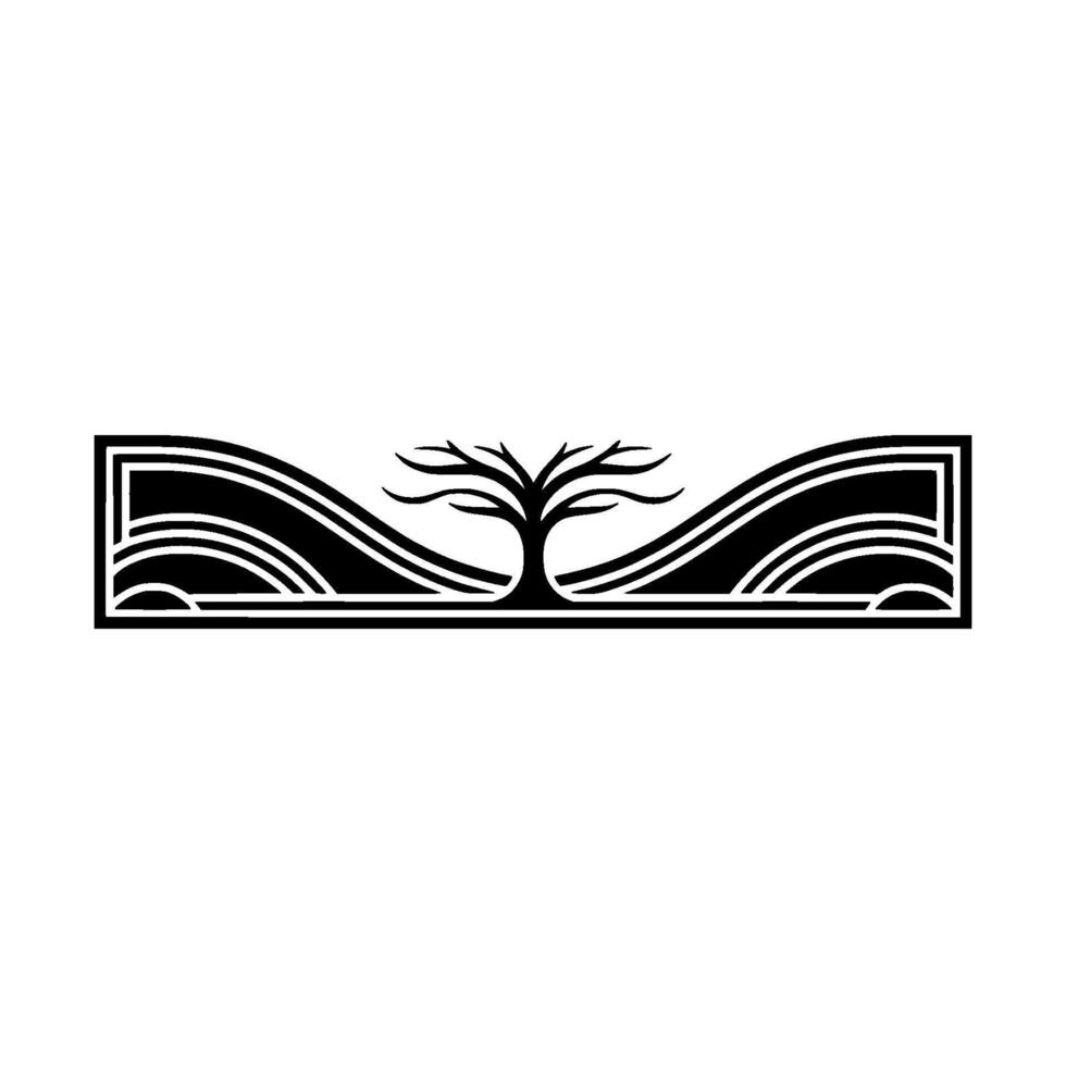 Minimalist Tree Wave Emblem, Serene Growth Symbol vector
