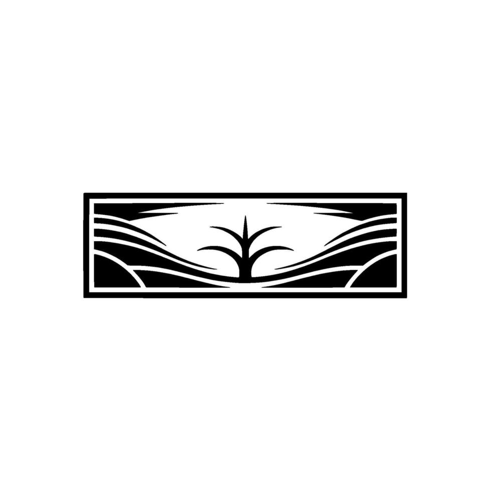 Minimalist Landscape Emblem, Serene Growth Symbol vector