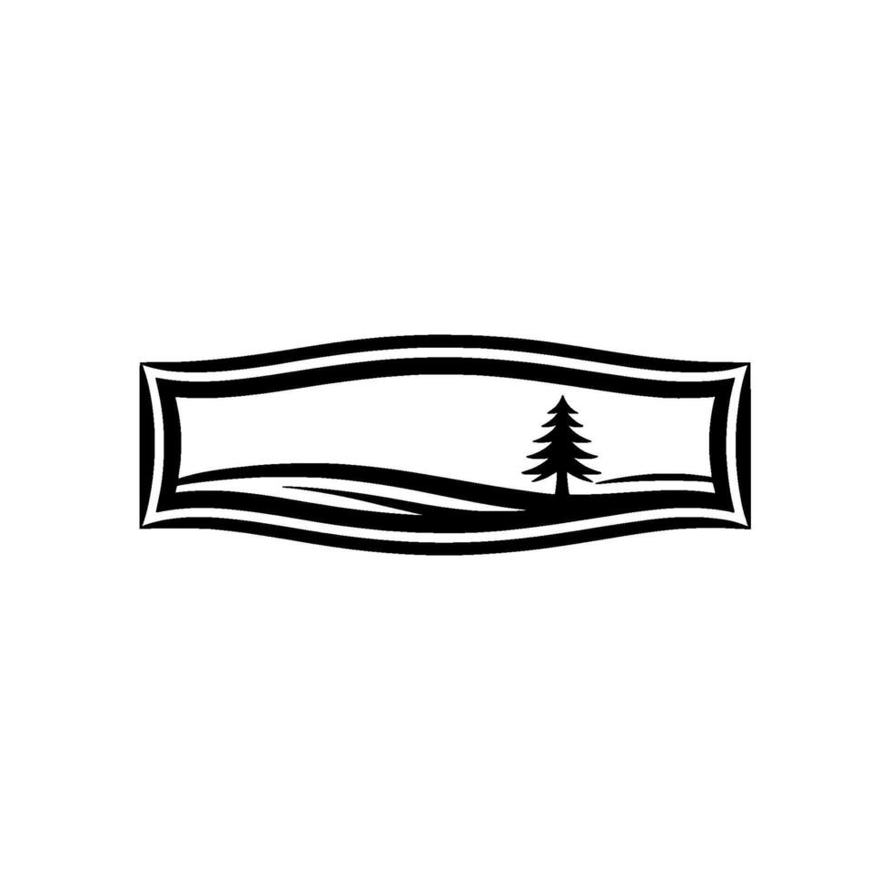 Minimalist Mountain Silhouette, Tranquil Landscape Emblem - Pine vector