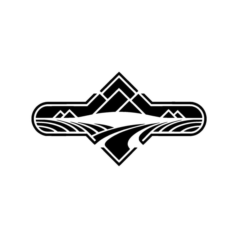 Geometric Mountainscape Emblem, Vintage Style - Mountain vector