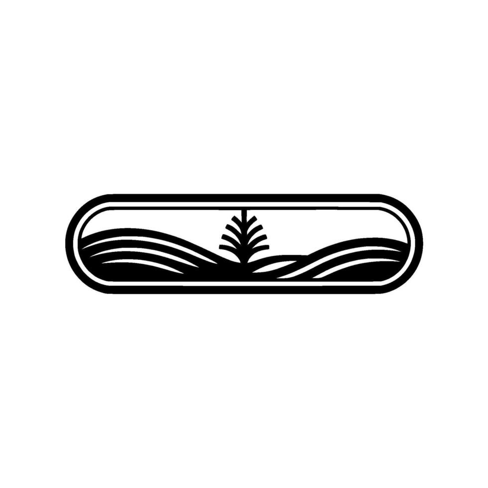 Serene Landscape Emblem Pine Silhouette Rolling Hills vector