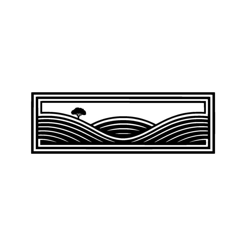 Minimalist Landscape Emblem Serene Hills Silhouette Tree vector