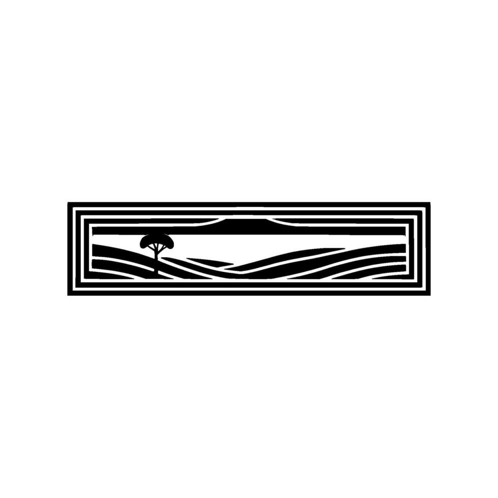 Minimalist Landscape Silhouette, Serene Horizon - Waves vector