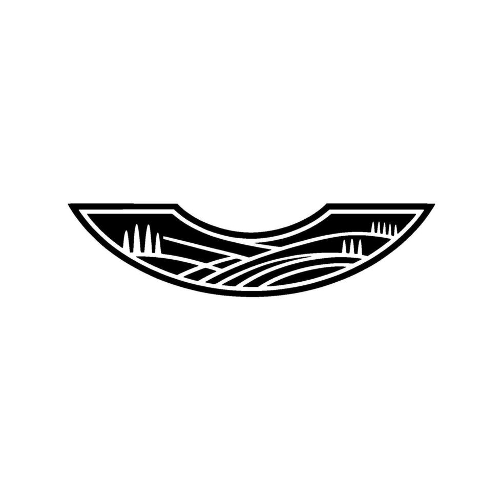Minimalist Landscape Emblem, Rural Harmony - Silhouette vector